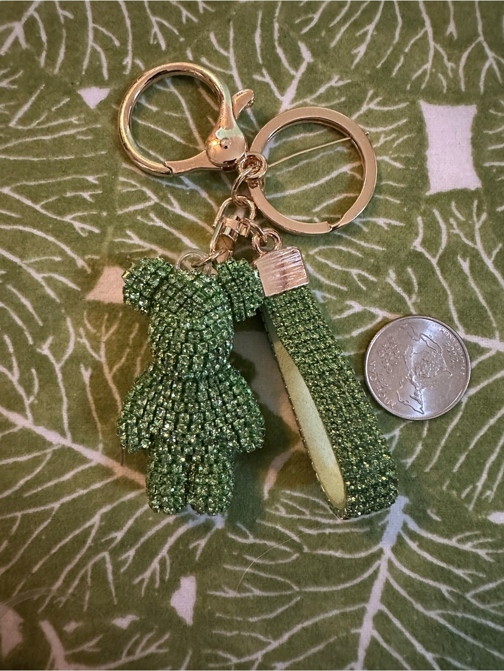 Green Sparkle Dress Charm Keychain